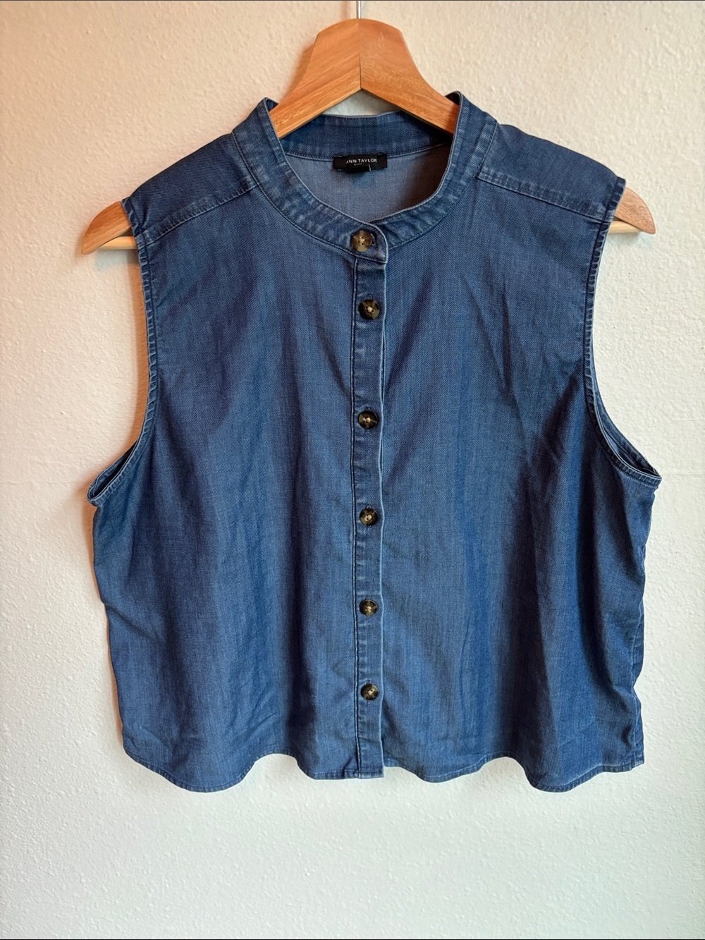 ANN TAYLOR Feminine High Neck Sleeveless Top Swing Large